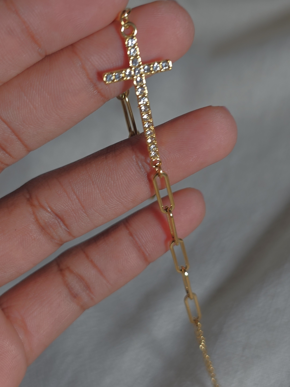 Gold Cross Pendant Necklace with Clear Crystals - Women Jewelry #stainlesssteel